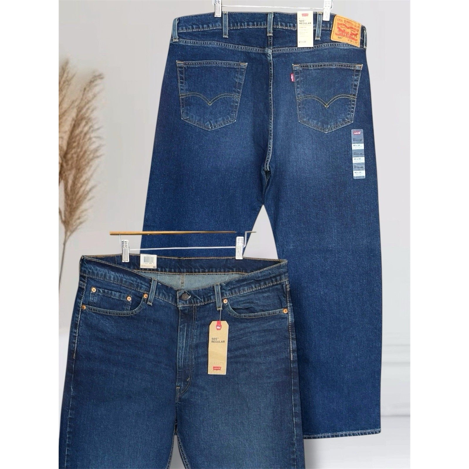 Levi’s 505 Regular Fit Men’s W40 L32 Straight Leg Stretch Blue Denim Jeans